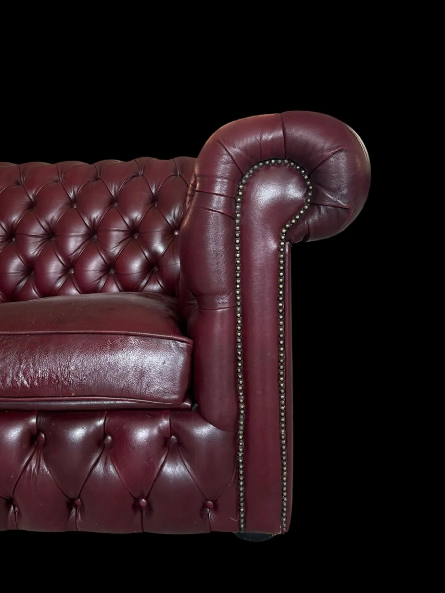 Chesterfield Sofas aus Lila Leder, 1980, 3er Set