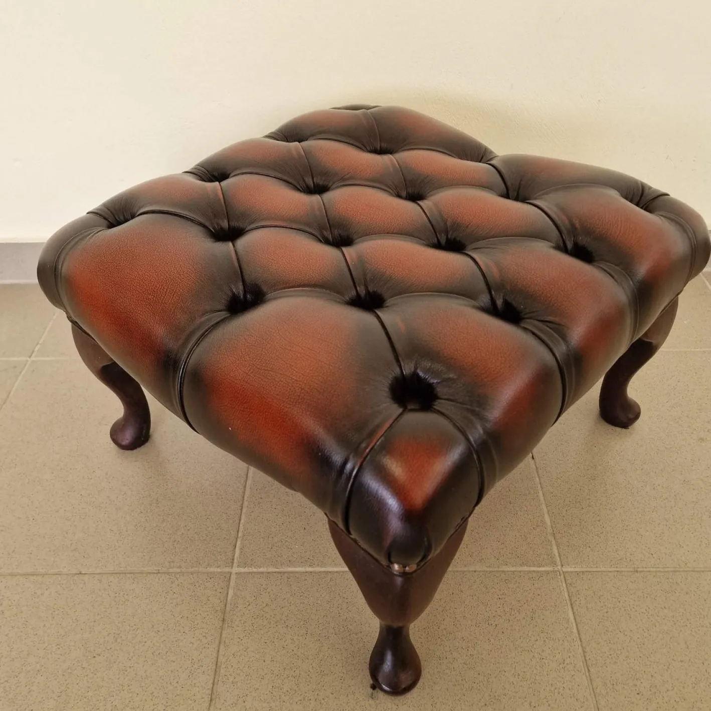 Chesterfield Wohnzimmer Set aus Leder, 1970er, 4er Set