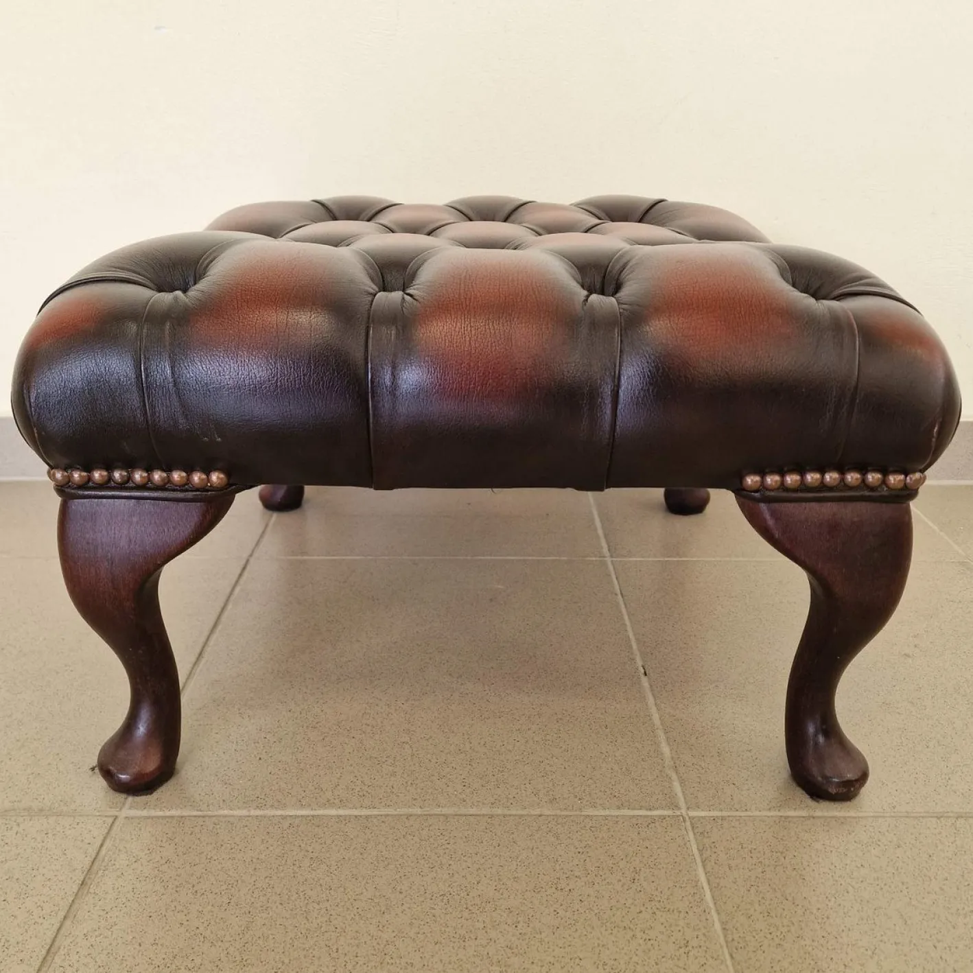 Chesterfield Wohnzimmer Set aus Leder, 1970er, 4er Set