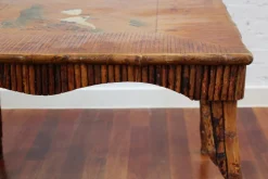 Chinoiserie Bambus Rattan Kartentisch, 1890er