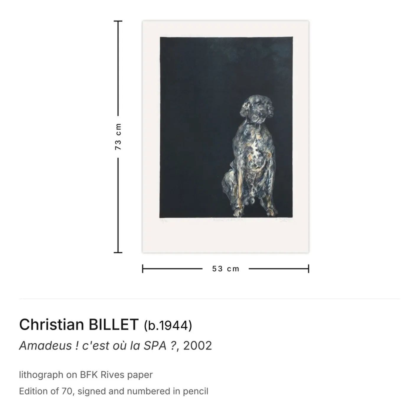 Christian Billet, Amadeus ! cest où la SPA ?, 2002, Lithographie