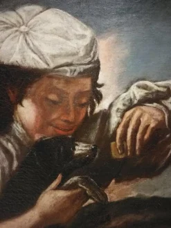 Circle of GF Cipper oder Il Todeschini, junger Mann mit Welpen, frühes 18. Jahrhundert, Öl auf Leinwand
