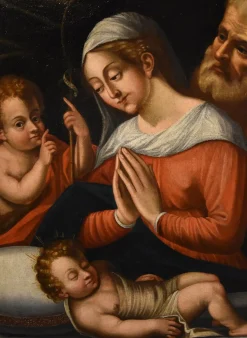 Circle of Giovanni Battista Ramenghi, Heilige Familie, 1620, Öl auf Leinwand, Gerahmt