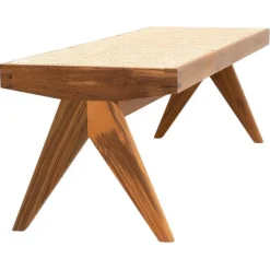 057 Civil Bank aus Holz & Gewebtem Wiener Rohrgeflecht von Pierre Jeanneret für Cassina
