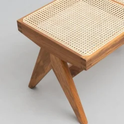 057 Civil Bank aus Holz & Wiener Geflecht von Pierre Jeanneret für Cassina