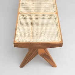 057 Civil Bank aus Holz & Wiener Geflecht von Pierre Jeanneret für Cassina