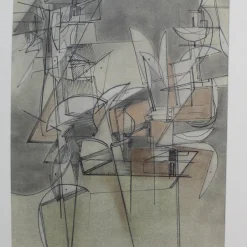 C. Malengrez, Komposition, 1971, Kohlezeichnung, gerahmt