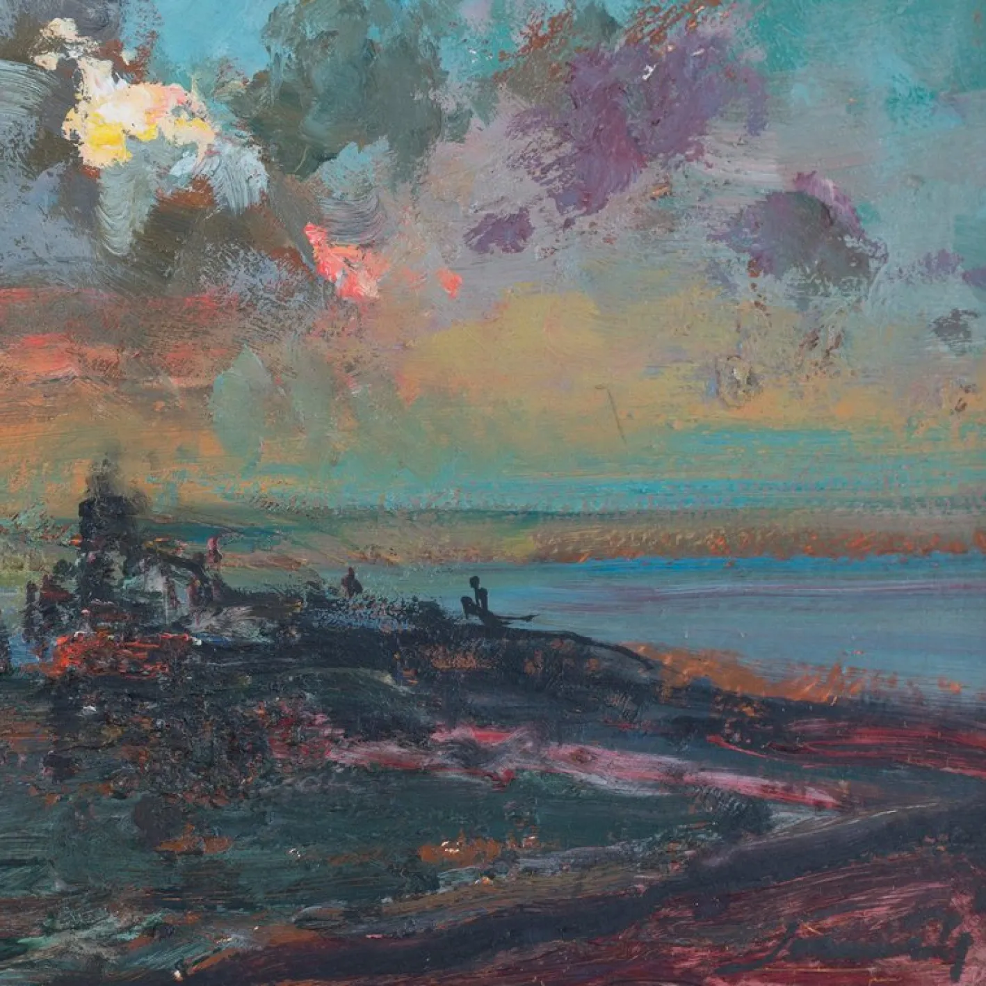 Coastal Sunset Cloud Study, Ölgemälde, Gerahmt