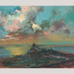 Coastal Sunset Cloud Study, Ölgemälde, Gerahmt