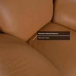 Cognacfarbenes 2-Sitzer Ledersofa & Sessel von Natuzzi, 2er Set