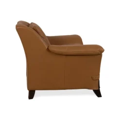 Cognacfarbenes 2-Sitzer Ledersofa & Sessel von Natuzzi, 2er Set