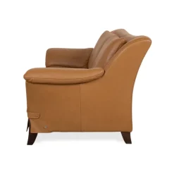 Cognacfarbenes 2-Sitzer Ledersofa & Sessel von Natuzzi, 2er Set