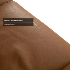 Cognacfarbenes 2-Sitzer Ledersofa & Sessel von Natuzzi, 2er Set