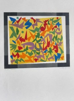 Composition Radierung auf Karton von Leo Guida, 1970er