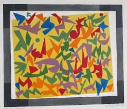 Composition Radierung auf Karton von Leo Guida, 1970er