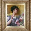 Conrad Kiesel, Blumengeschenk, 1890er, Ölgemälde