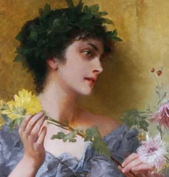 Conrad Kiesel, Blumengeschenk, 1890er, Ölgemälde