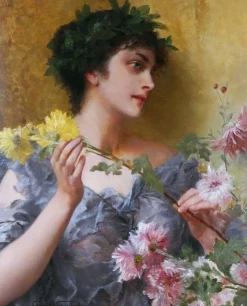 Conrad Kiesel, Blumengeschenk, 1890er, Ölgemälde
