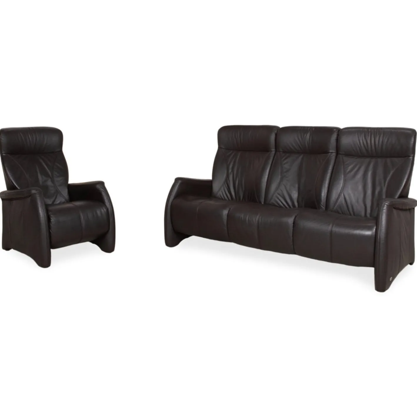 4571 Cumuly Leder Drei-Sitzer Sofa und Sessel in Anthrazitgrau mit Funktion von Himolla, 2er Set