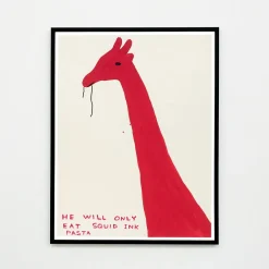 David Shrigley, He Will Only Eat Squid Ink Pasta, 2019, Lithographie Poster, Gerahmt