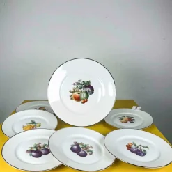 Dessertteller und Essteller mit Obstdekoration von Richard Ginori, 7 . Set