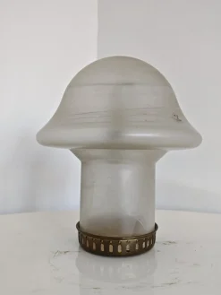 Deutsche Mid-Century Mushroom Tischlampe aus Glas von Peill & Putzler, 1970er