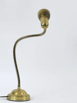 Deutsche Mid-Century Tischlampe aus Messing mit Schwanenhals, 1970er