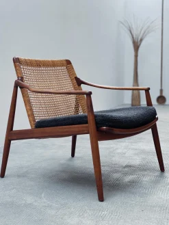 Deutsche Modell 400 Sessel aus Teak & Rattan von Hartmut Lohmeyer für Wilkhahn, 1960er, 2er Set
