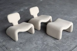 Djinn Sessel mit Fußhocker von Olivier Mourgue für Airborne, France, 1960er, 3er Set