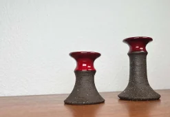 Dänische Mid-Century Studio Keramik Kerzenhalter von Lehmann Pottery, 1960er, 2er Set