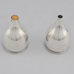 Dänisches Salz und Pfeffer in Silber von Hans Hansen, 1967, 2er Set