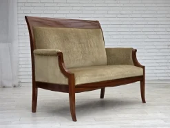 Dänisches 2-Sitzer Sofa aus Möbel Velours und Lackiertem Teakholz, 1950er