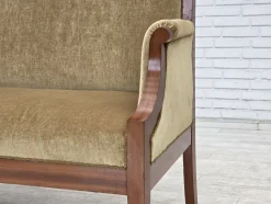 Dänisches 2-Sitzer Sofa aus Möbel Velours und Lackiertem Teakholz, 1950er
