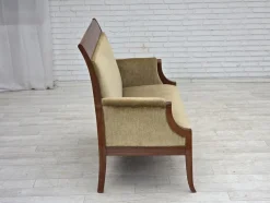Dänisches 2-Sitzer Sofa aus Möbel Velours und Lackiertem Teakholz, 1950er
