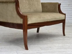 Dänisches 2-Sitzer Sofa aus Möbel Velours und Lackiertem Teakholz, 1950er