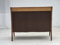 Dänisches 2-Sitzer Sofa aus Möbel Velours und Lackiertem Teakholz, 1950er