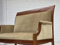 Dänisches 2-Sitzer Sofa aus Möbel Velours und Lackiertem Teakholz, 1950er