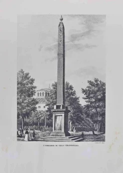 Domenico Amici, L'Obelisco di Villa Celimontana, Rom, Radierung, 19. Jh.