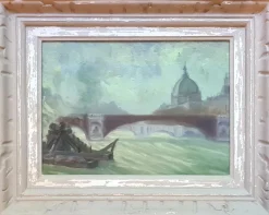 Domes of the Hôtel De Dieu und Pont Wilson, Lyon, Frühes 20. Jh., Öl auf Karton