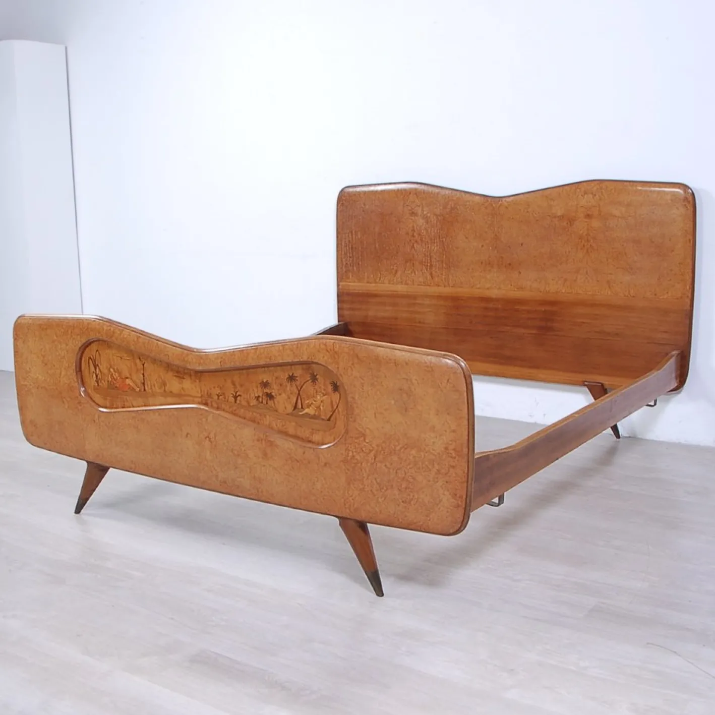 Doppelbettrahmen mit Intarsien, 1950er