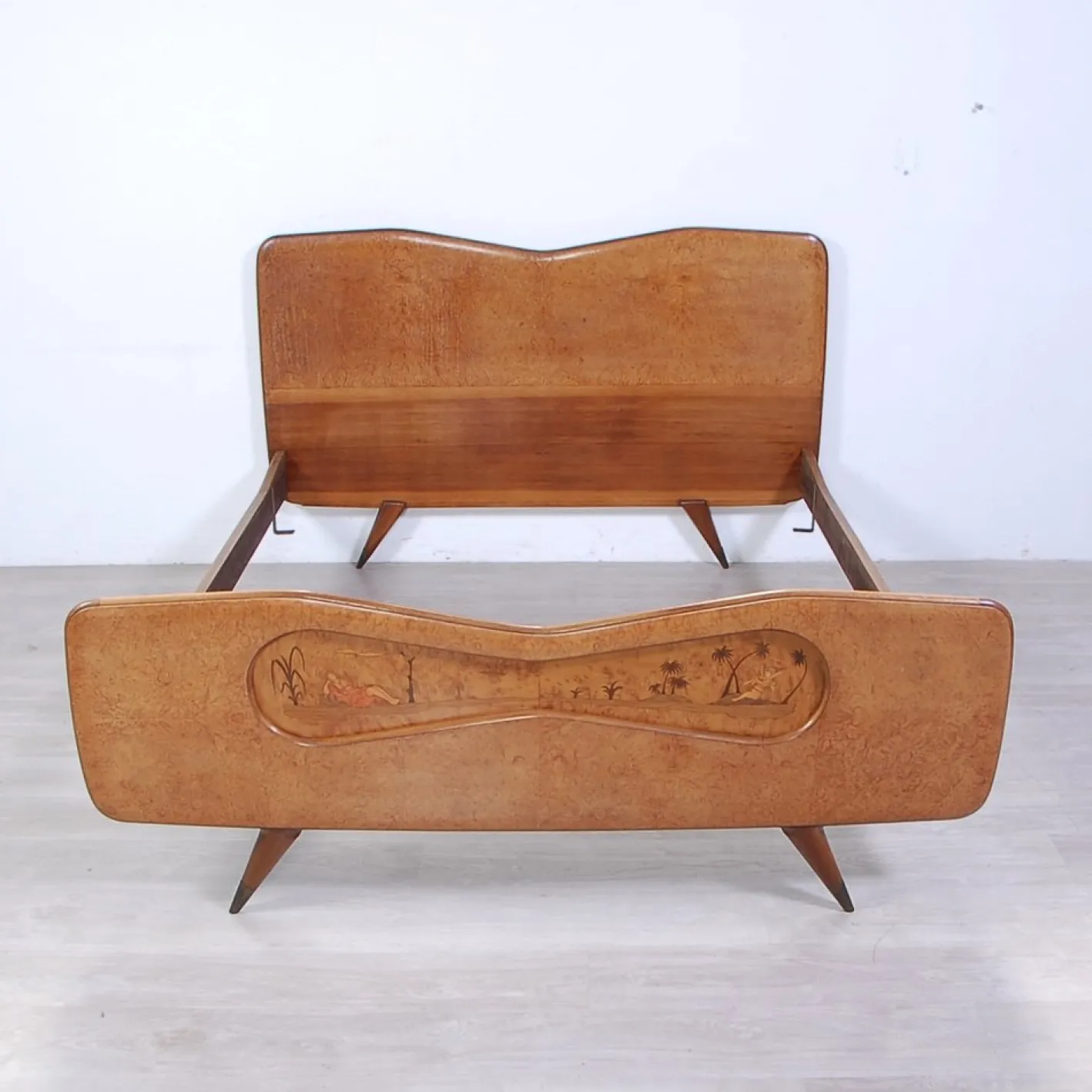 Doppelbettrahmen mit Intarsien, 1950er