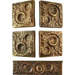 Doppelte Türgriffe aus Bronze, 1970er, 5 . Set