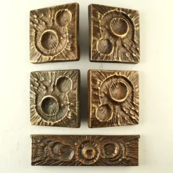 Doppelte Türgriffe aus Bronze, 1970er, 5 . Set