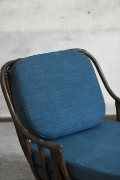 Dunkel lackiertes Manao Cane Wohnzimmer Set mit Ledereinbänden, 1980er, 3 . Set