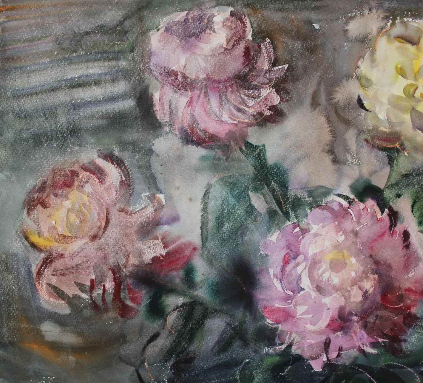Dzidra Bauma, Chrysanthemen, 1985, Aquarell