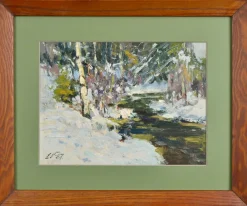 Edgars Vinters, Forest Spring, Öl auf Karton, 1987