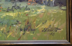 Edgars Vinters, Sunny Autumn Forest Edge, 1960er, Oil on Board