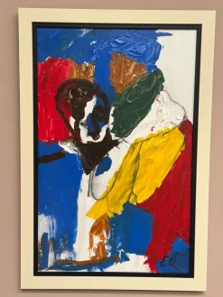 Emil Östlund, Der Mann unter Farben, 1950er, Öl auf Holz, gerahmt