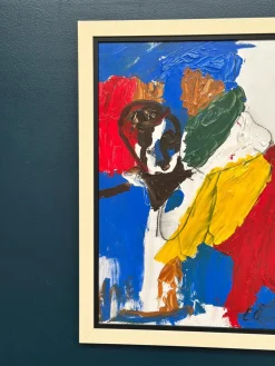 Emil Östlund, Der Mann unter Farben, 1950er, Öl auf Holz, gerahmt