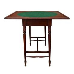 Englischer Eichenholz Spieltisch mit grüner Filzplatte, 1930er